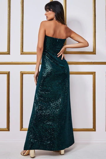 Sequin Velvet Bandeau Maxi Dress Goddiva
